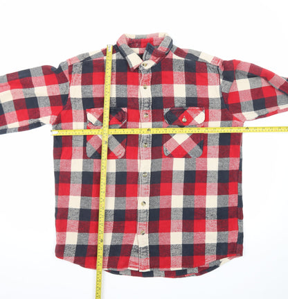 RedHead Men's Red Checked Flannel Button-Up Shirt Size L