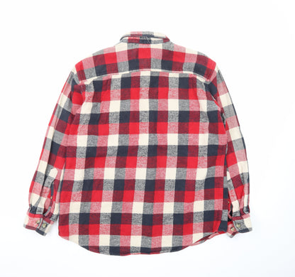 RedHead Men's Red Checked Flannel Button-Up Shirt Size L