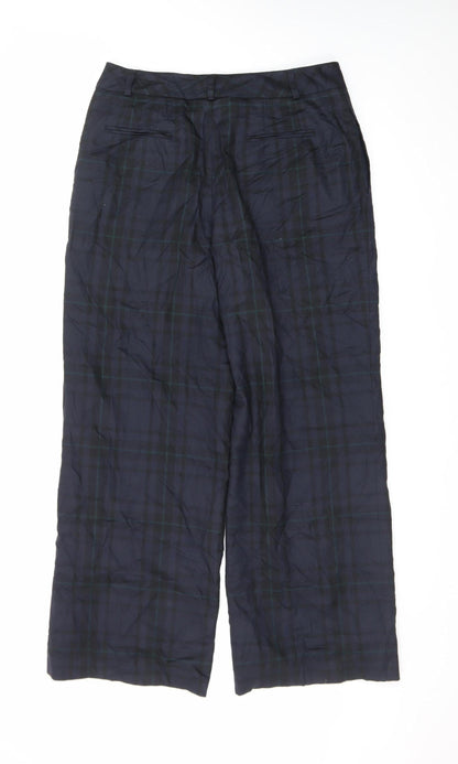 Talbots Blue Check Wool Stretch Women's Trousers Size M