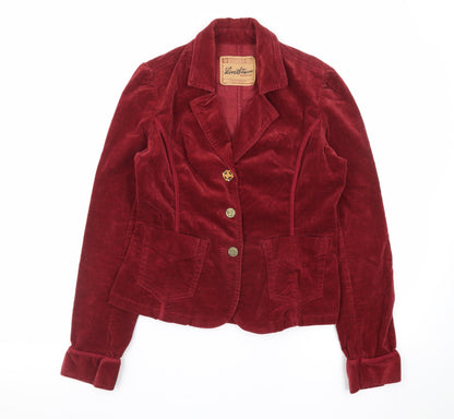 Levi Strauss Women's Red Velvet Cotton Blend Blazer Jacket Size S