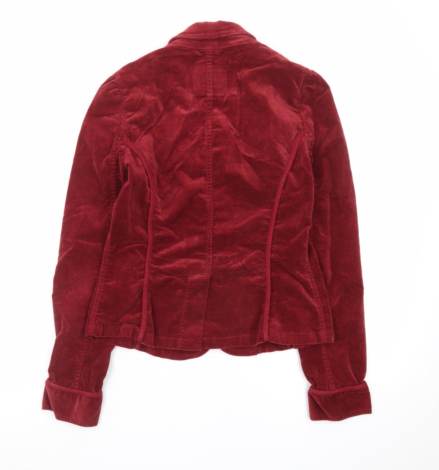 Levi Strauss Women's Red Velvet Cotton Blend Blazer Jacket Size S