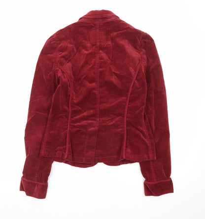 Levi Strauss Women's Red Velvet Cotton Blend Blazer Jacket Size S