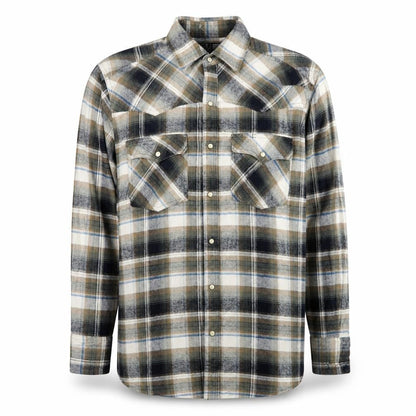 Canyon Guide Men's Beige Black Plaid Cotton Button-Up Shirt L