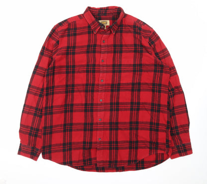 The Foundry Men’s Red Plaid Flannel Button-Up Shirt 2XL Big & Tall
