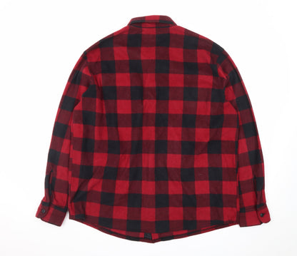 Wrangler Men's Red Check Flannel Long Sleeve Button-Up Shirt L