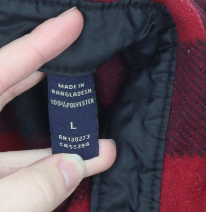 Wrangler Men's Red Check Flannel Long Sleeve Button-Up Shirt L