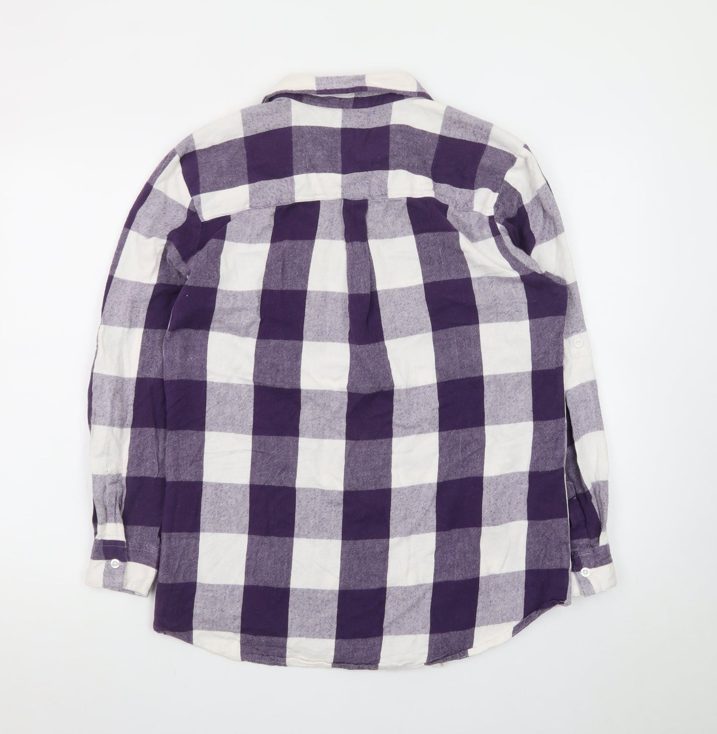 John Baner Womens Purple Check Flannel Button-Up Shirt Size 16