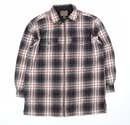 St. Johns Bay Men's Multicoloured Plaid Cotton Flannel Shirt Zip Front L