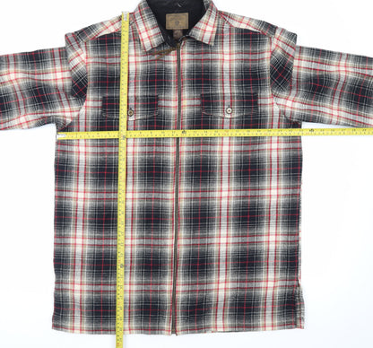 St. Johns Bay Men's Multicoloured Plaid Cotton Flannel Shirt Zip Front L