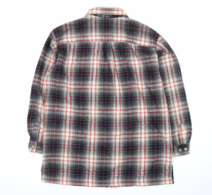 St. Johns Bay Men's Multicoloured Plaid Cotton Flannel Shirt Zip Front L