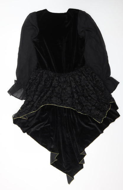 Spirit Women Black Asymmetric Velvet Gothic Dress M Long Sleeve Halloween