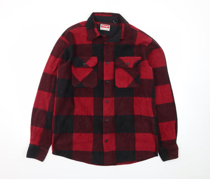 Wrangler Men's Red Black Check Flannel Long Sleeve Shirt M