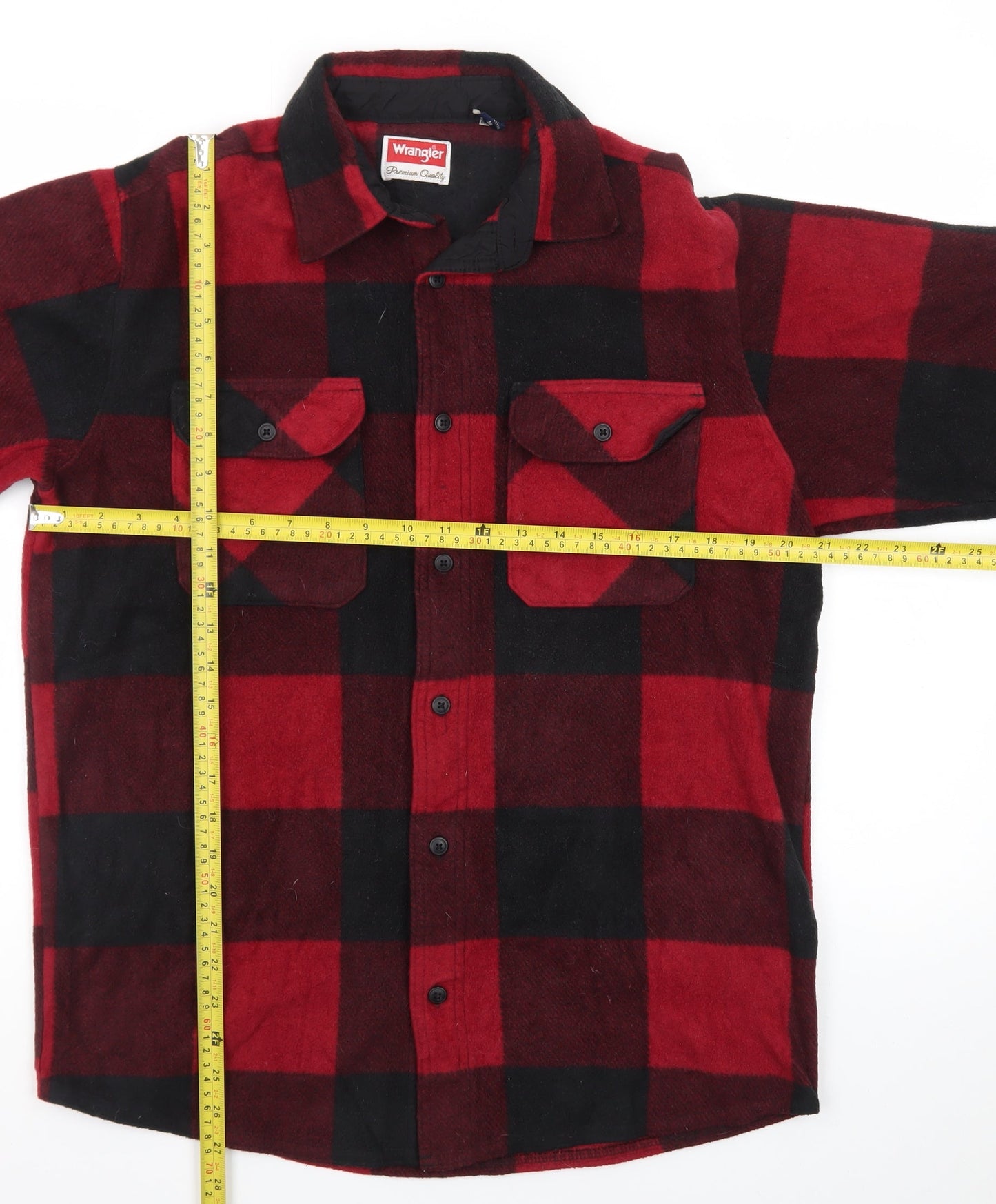 Wrangler Men's Red Black Check Flannel Long Sleeve Shirt M