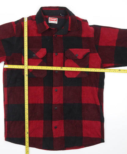 Wrangler Men's Red Black Check Flannel Long Sleeve Shirt M