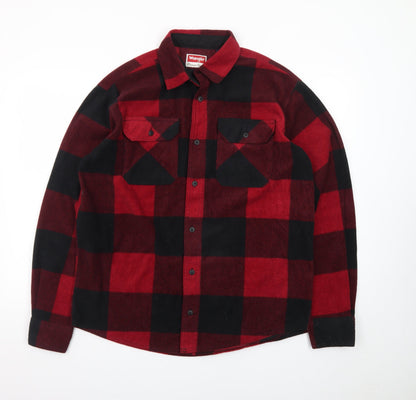 Wrangler Men Red Black Check Flannel Button-Up Shirt M