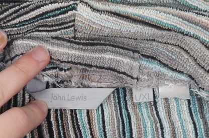 John Lewis Men’s Grey Blue Striped Cotton Velour Robe L/XL