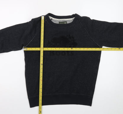 Roots Men's Black XS Pullover Sweatshirt Logo Knit Classic