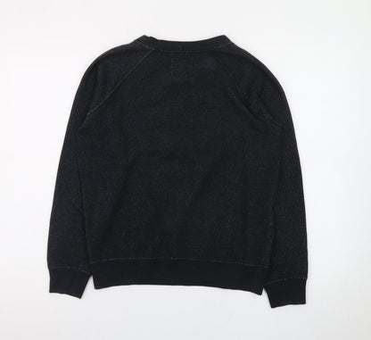 Roots Men's Black XS Pullover Sweatshirt Logo Knit Classic
