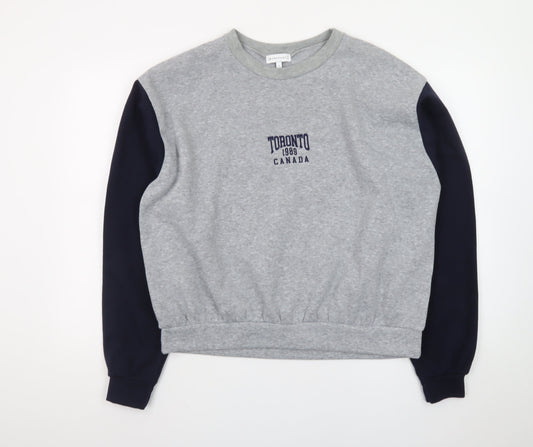 Warehouse Unisex Grey Navy Toronto 1989 Pullover Sweatshirt S