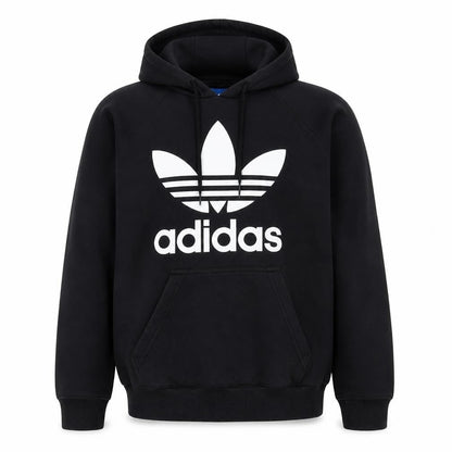 Adidas Mens Black Pullover Hoodie Small Logo Fleece Sweatshirt