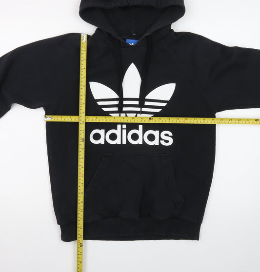 Adidas Mens Black Pullover Hoodie Small Logo Fleece Sweatshirt