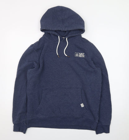 Saltrock Men's Blue Pullover Hoodie Size M Logo Fleece Sweatshirt