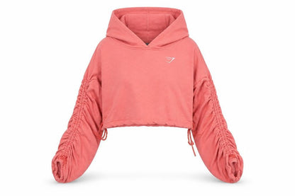 Gymshark Womens Pink Cropped Pullover Hoodie Size S Lightweight