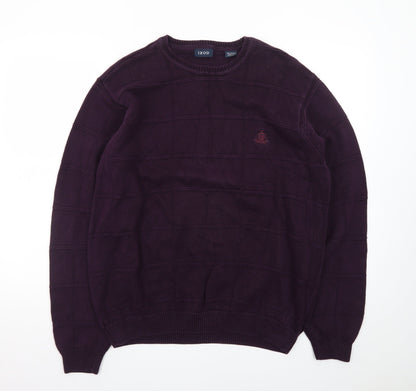 IZOD Men's Purple Cotton Crew Neck Jumper Size L