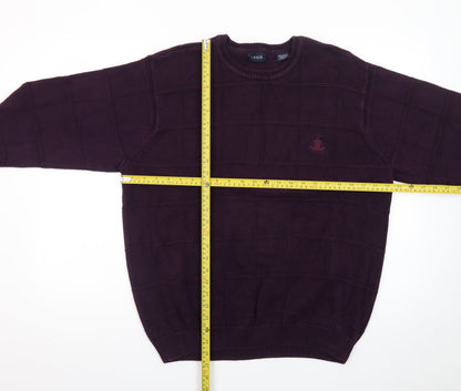 IZOD Men's Purple Cotton Crew Neck Jumper Size L