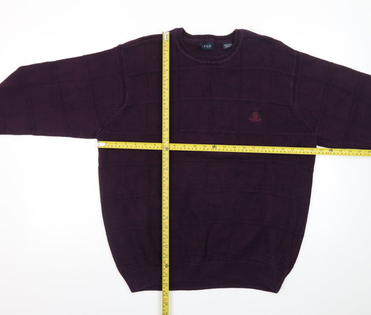 IZOD Men's Purple Cotton Crew Neck Jumper Size L