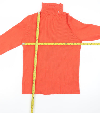 Lauren Ralph Lauren Women’s Orange Roll Neck Cotton Jumper Size M