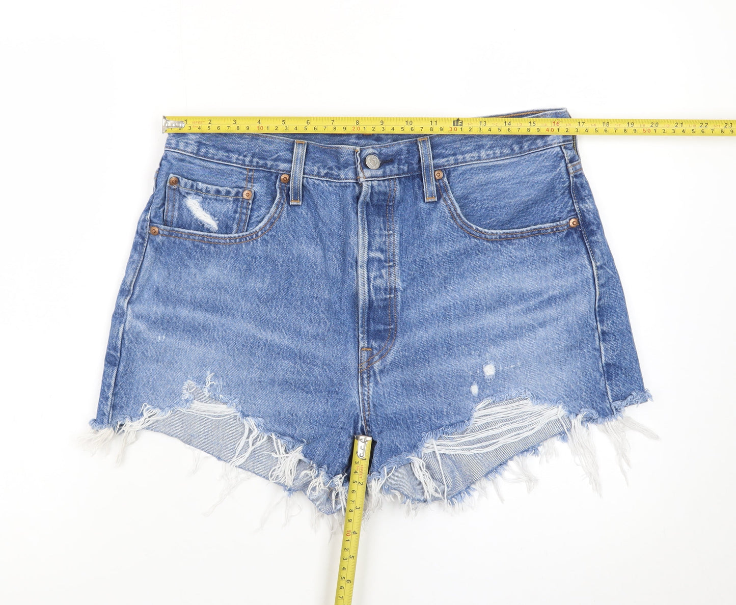 Levi's Women's Blue High Rise Cut-Off Denim Shorts Size 14