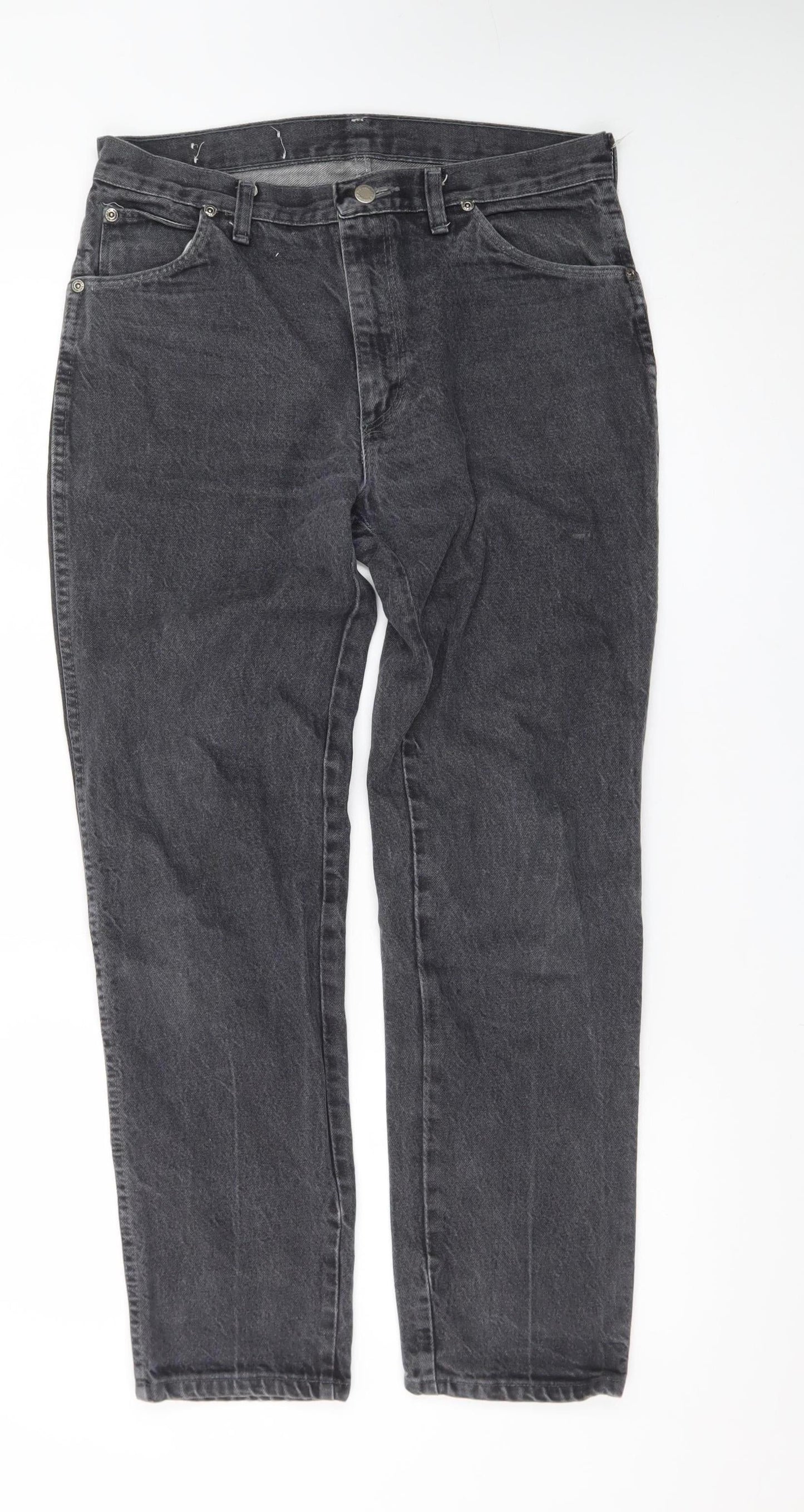 Wrangler Men's Grey Stone Wash Straight Leg Denim Jeans 32W 30L