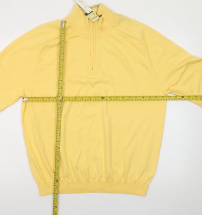 Eddie Bauer Men's Yellow 1/2 Zip High Neck Cotton Jumper Size L