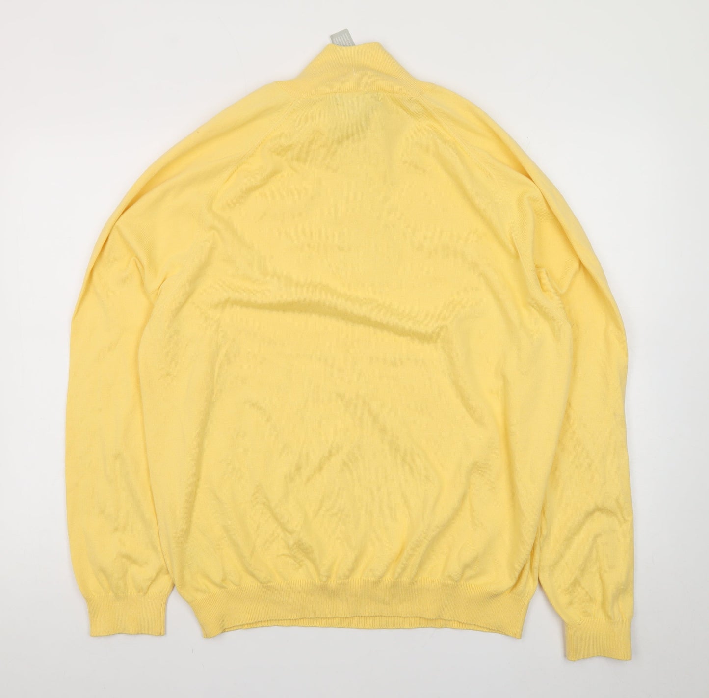 Eddie Bauer Men's Yellow 1/2 Zip High Neck Cotton Jumper Size L