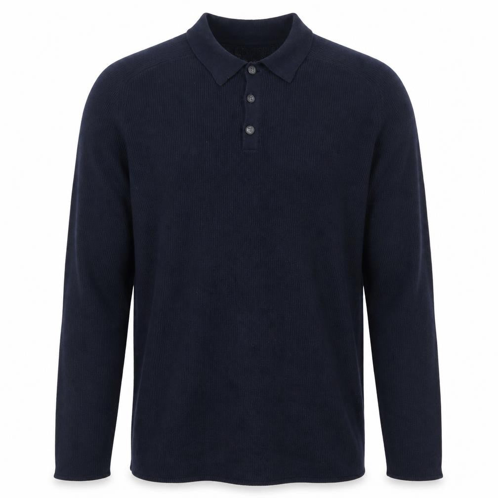 Eddie Bauer Men's Blue Cotton Collared Henley Jumper Size L