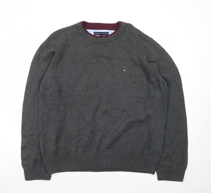Tommy Hilfiger Men’s Grey Cotton Crew Neck Pullover Jumper M