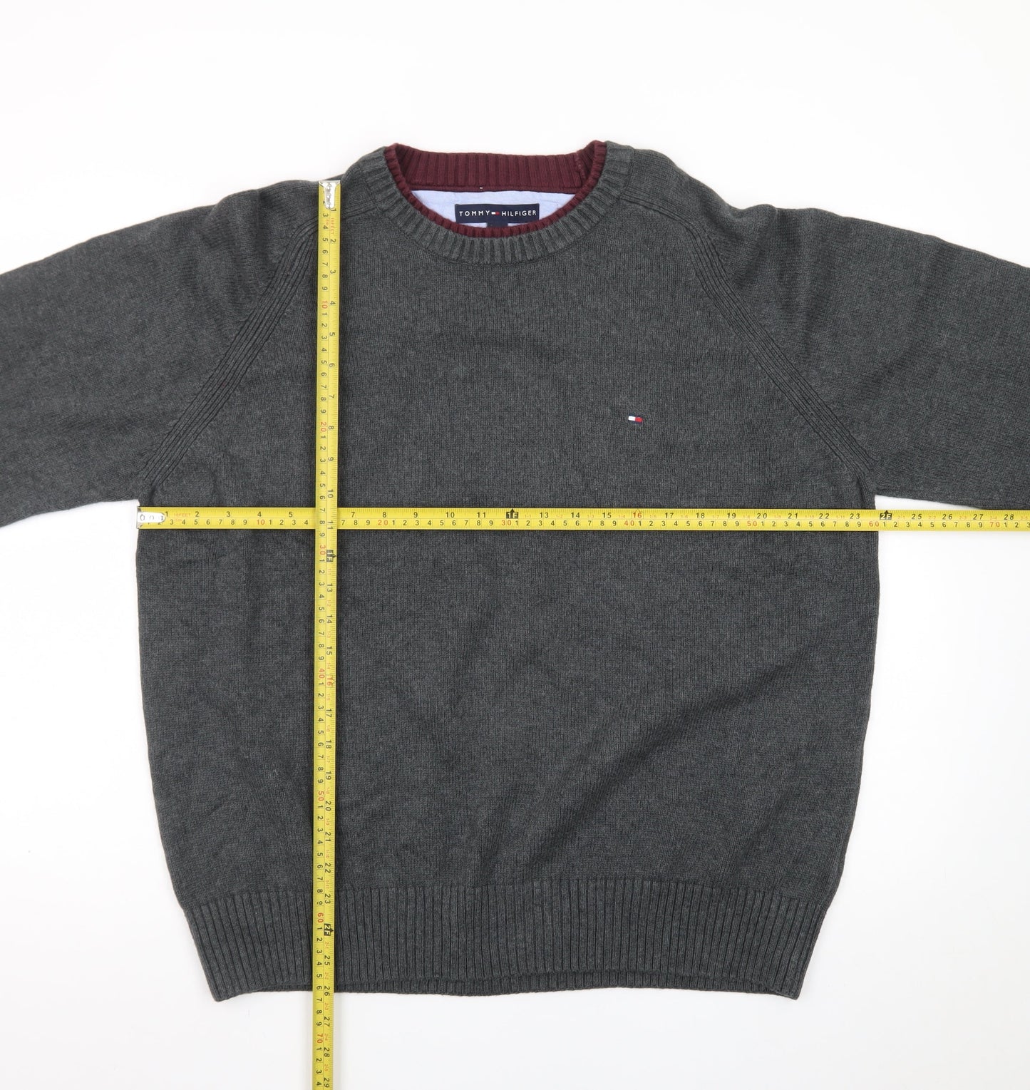 Tommy Hilfiger Men’s Grey Cotton Crew Neck Pullover Jumper M