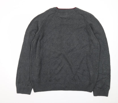 Tommy Hilfiger Men’s Grey Cotton Crew Neck Pullover Jumper M