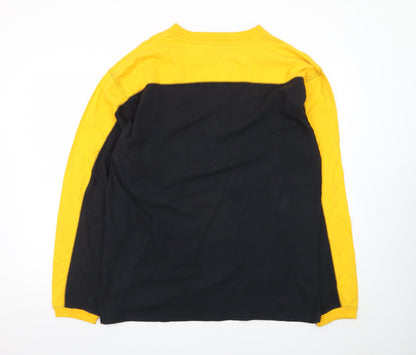 NCAA Men's L Black Yellow Iowa Hawkeyes Long Sleeve Cotton T-Shirt