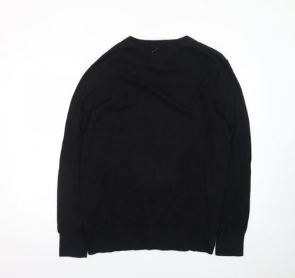 Tommy Hilfiger Men's Black XL V-Neck Cotton Jumper Classic Knit