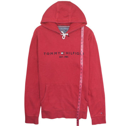 Tommy Hilfiger Men's Red Pullover Hoodie XXL Logo Fleece Sweatshirt