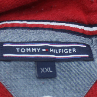 Tommy Hilfiger Men's Red Pullover Hoodie XXL Logo Fleece Sweatshirt