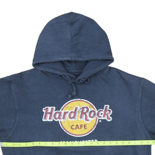 Hard Rock Cafe Men's Blue XL Pullover Hoodie Manchester Logo