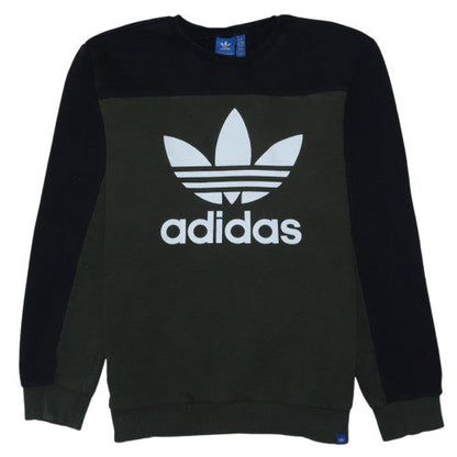 adidas Mens Green Large Pullover Logo Sweatshirt Crew Neck