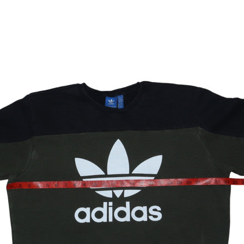 adidas Mens Green Large Pullover Logo Sweatshirt Crew Neck