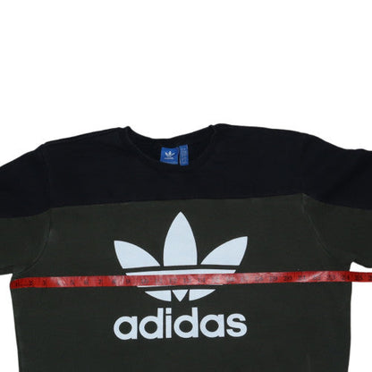 adidas Mens Green Large Pullover Logo Sweatshirt Crew Neck
