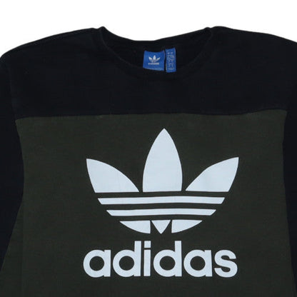 adidas Mens Green Large Pullover Logo Sweatshirt Crew Neck