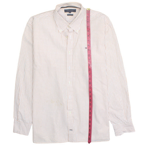 Tommy Hilfiger Men's Beige Check Cotton Button-Up Shirt XL Classic Fit
