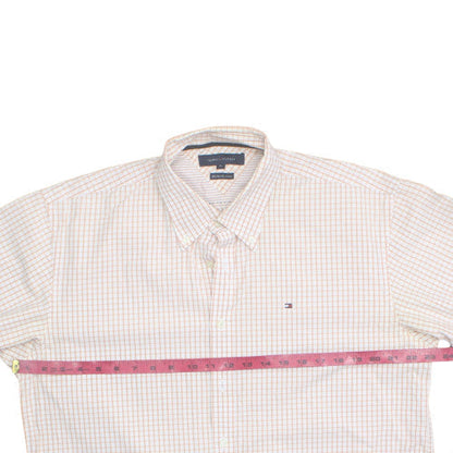Tommy Hilfiger Men's Beige Check Cotton Button-Up Shirt XL Classic Fit